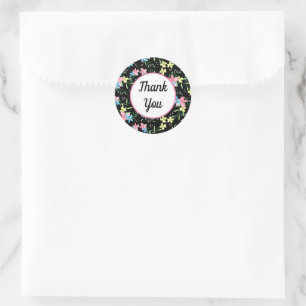 Floral Thank You Classic Round Sticker