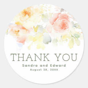 Floral Thank You Classic Round Sticker