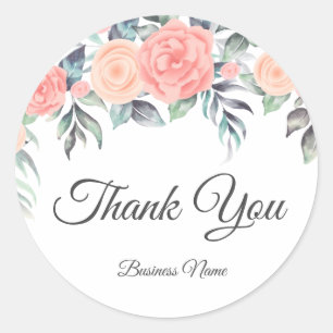 floral thank you  classic round sticker