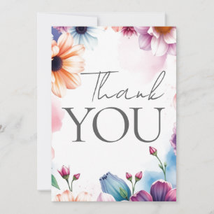 Floral Thank You Elegant Modern Plain Modern Card