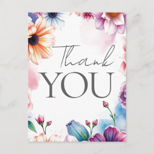Floral Thank You Elegant Modern Plain Modern Postcard