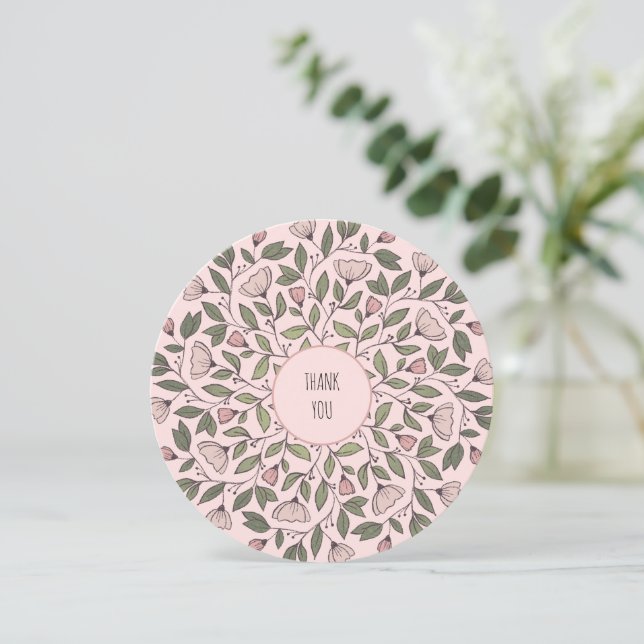Floral Thank You Flat Greeting or Note Card (Standing Front)