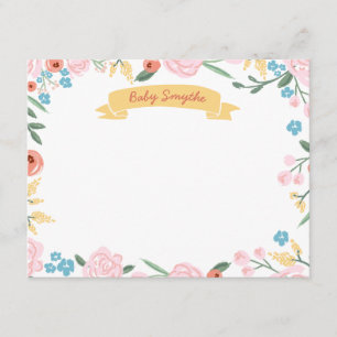 Floral Thank You Flat Note, Gender Neutral Baby Card