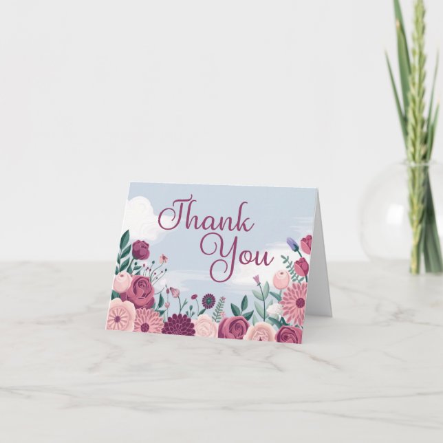 Floral Thank You Folded Greeting Card (Front)