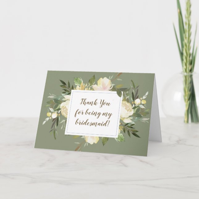floral thank you for being my bridesmaid card (Front)