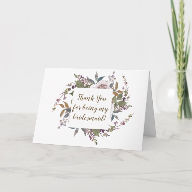 floral thank you for being my bridesmaid card (Front)