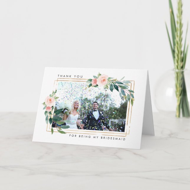 floral thank you for being my bridesmaid card (Front)