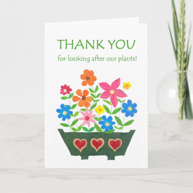 Floral 'Thank you for looking after plants' Card (Front)