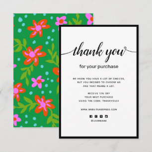Floral Thank you For your Purchase Note Card