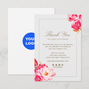 Floral Thank you For your Purchase Note Card