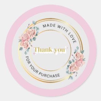 Floral Thank You for Your Purchase Round - Sticker