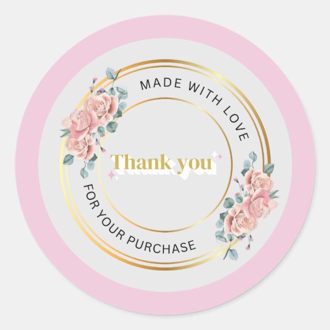 Floral Thank You for Your Purchase Round - Sticker (Front)
