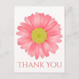Floral Thank You Gerbera Daisy Pink Flower Postcard