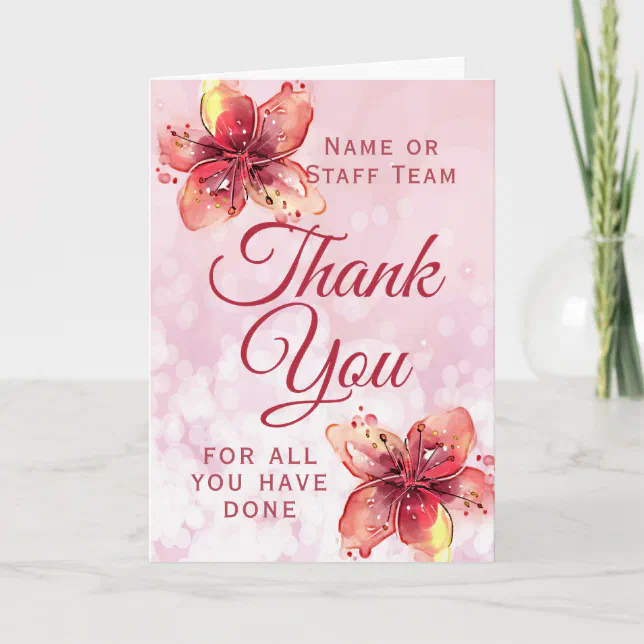 Floral Thank You Lily Appreciation Card | Zazzle
