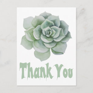 Floral Thank You Mint Green Succulent Cactus Postcard