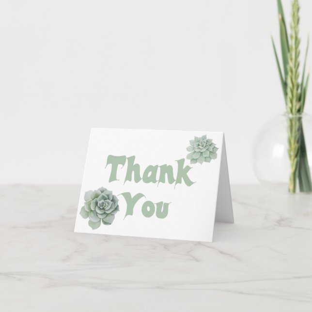 Floral Thank You Mint Green Succulent Watercolor (Front)