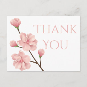 Floral Thank You Pink Cherry Blossom Flower Party Postcard