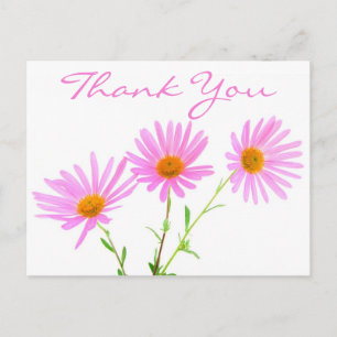 Floral Thank You Pink Lavender Daisy Flower Postcard