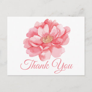 Floral Thank You Pink Peony Flowers Peonies Postcard