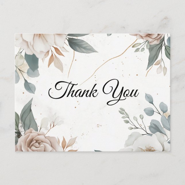 Floral Thank You Postcard (Front)