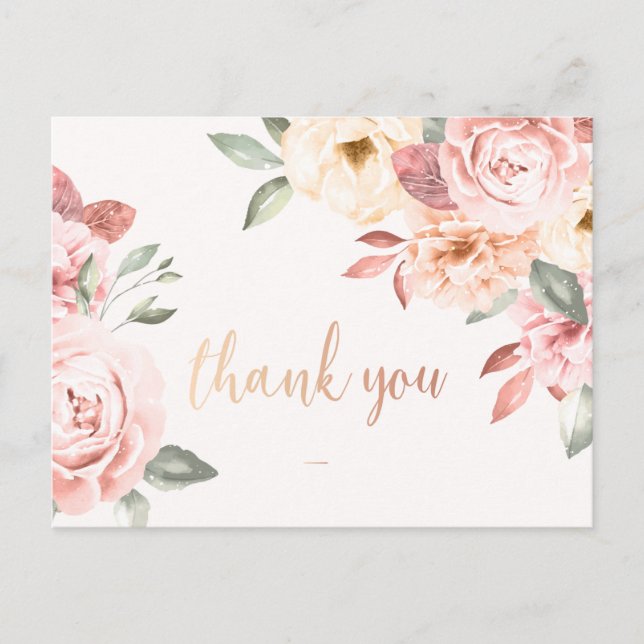 Floral Thank You  Postcard (Front)