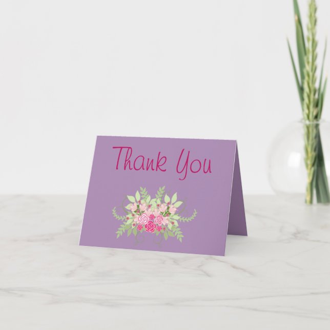 Floral Thank You Purple Card (Front)