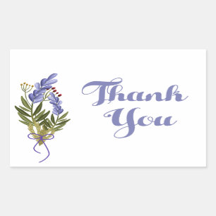 Floral Thank You Purple Lavender Flower Rectangular Sticker