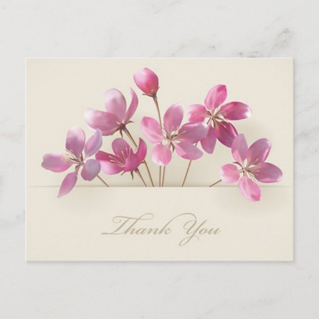 Floral Thank You Purple Lavender Pink Flowers Tan Postcard (Front)
