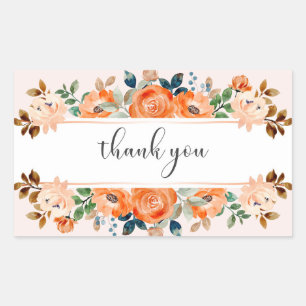 Floral Thank You Rectangular Sticker