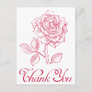Floral Thank You Red Rose Flower Postcard