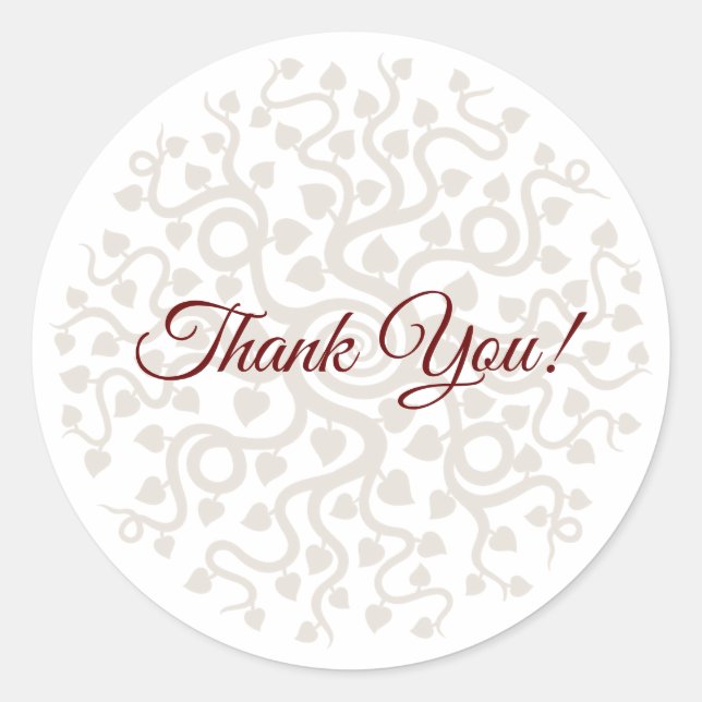Floral Thank You Small Round Stickers (Front)