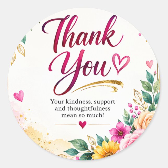 Floral Thank You Sticker (Front)
