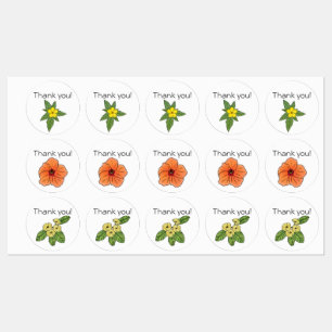 Floral "Thank You" Stickers 3 Flower Designs