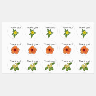 Floral "Thank You" Stickers 3 Flower Designs