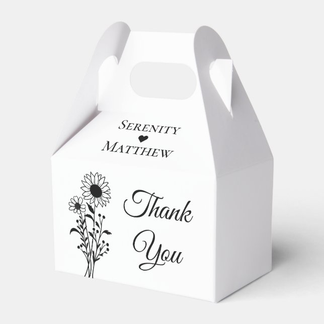 Floral Thank You Sunflowers Wedding Party  Favour Box (Front Side)