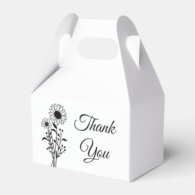 Floral Thank You Sunflowers Wedding Party  Favour Box (Front Side)