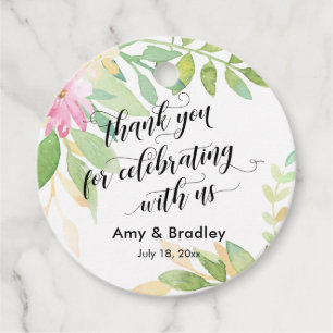 Floral Thank You Thank You for Celebrating with Us Favour Tags