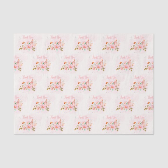 Floral Thank You Tissue Paper Gift Paper (Front)