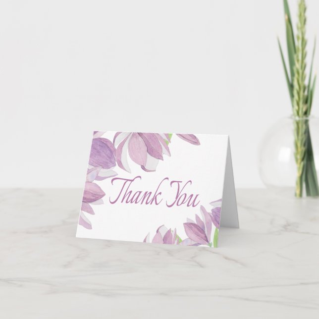 Floral Thank You Watercolor Purple Lavender Flowe (Front)