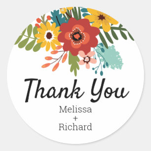 Floral Thank You Wedding Envelope Seals