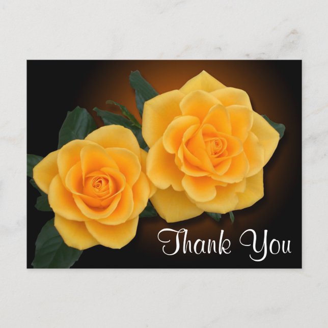 Floral Thank You Yellow Rose Flowers Postcard (Front)