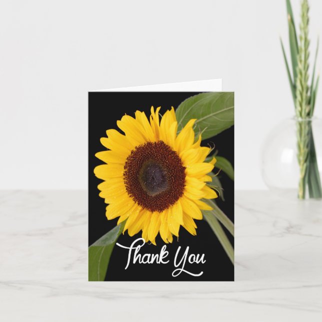 Floral Thank You Yellow Sunflower Black Flower (Front)