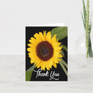 Floral Thank You Yellow Sunflower Black Flower Card