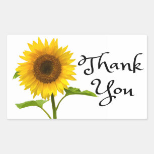Floral Thank You Yellow Sunflower Flowers Rectangular Sticker