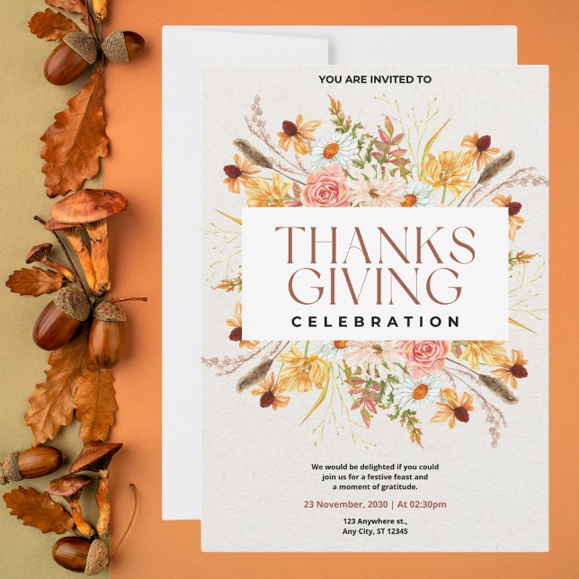 Floral Thanksgiving Celebration Invitation (Creator Uploaded)