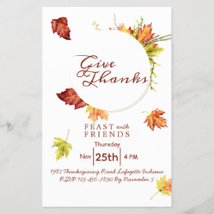 Floral Thanksgiving Dinner Invitation Flyer