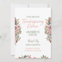 Floral Thanksgiving Dinner Invitation Pastel