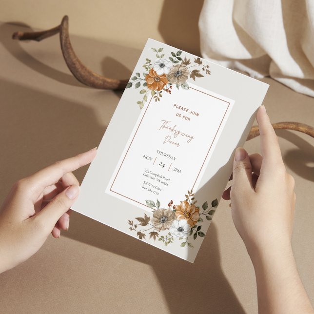 Floral Thanksgiving Dinner Invitation Template (Creator Uploaded)