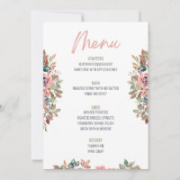 Floral Thanksgiving Dinner Menu Wedding Menu