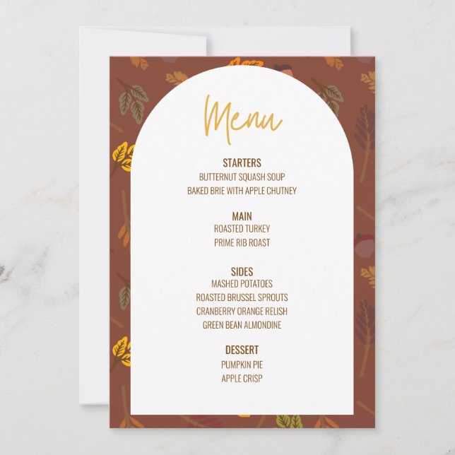 Floral Thanksgiving Dinner Menu Wedding Menu Invitation (Front)